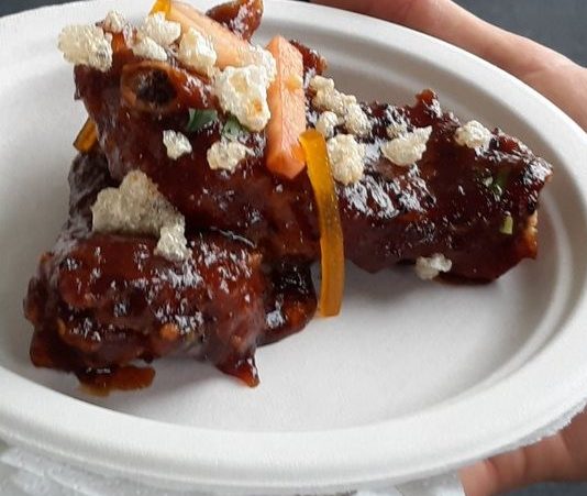 Indian Accent – Sweet Pickle Pork Ribs, Onion Seeds and Puffed Rice taste of london